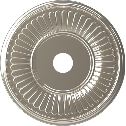 Image of Ekena Millwork CMP22BEBCR Berkshire Thermoformed PVC Ceiling Medallion (Fits Canopies up to 10 1 /8 inch), 22 inchOD x 3 1 /2 inchID x 1 inchP, Bright Coat Chrome
