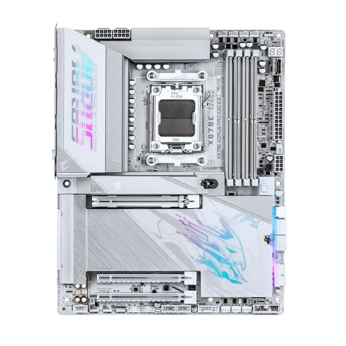 Image of GIGABYTE X870E AORUS PRO X3D ICE AMD AM5 LGA 1718 ATX Motherboard, Supports AMD Ryzen 9000 /8000 /7000 Series Processors, DDR5, 18+2+2 Power Phase, 4X M.2, PCIe 5.0, SWIFI, 5GbE, 5-Year Warranty