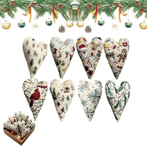 DIY Heart Shaped Hand Embroidered Christmas Ornament Kit – Beginner-Friendly