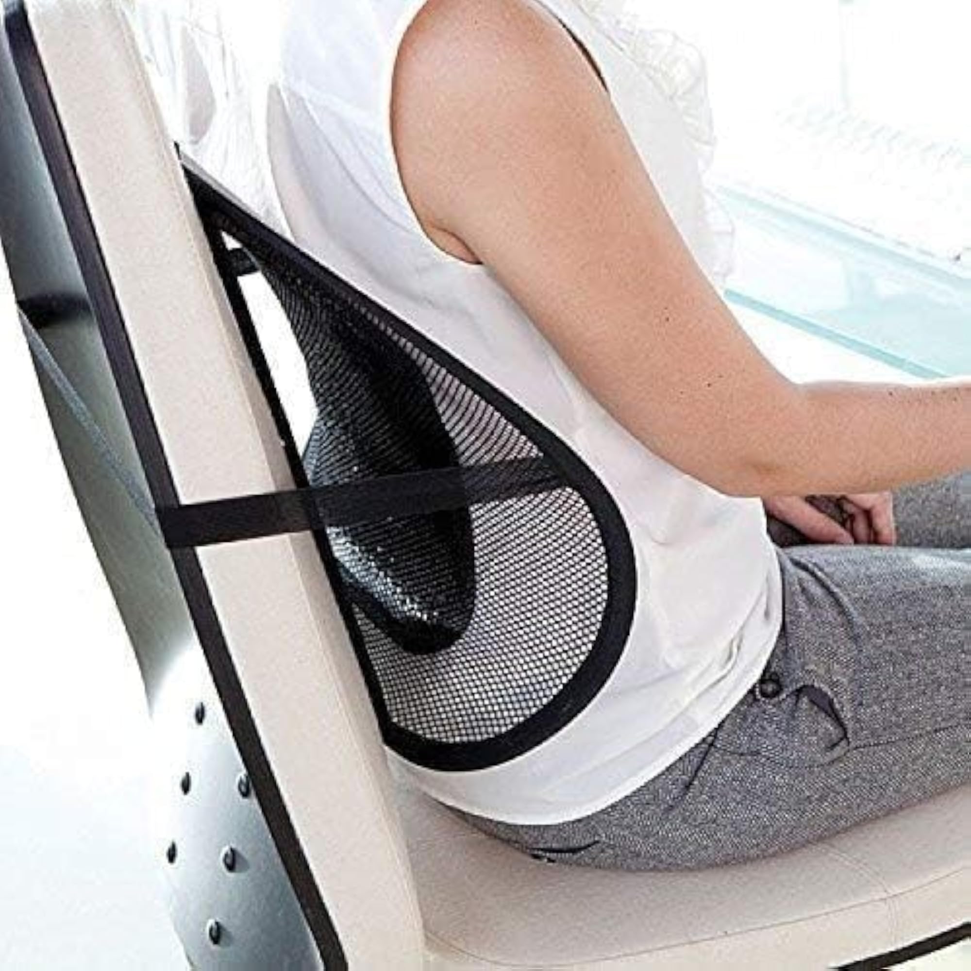 Nylon Ventilation Back Rest with Lumbar Support Mesh Cushion Pad