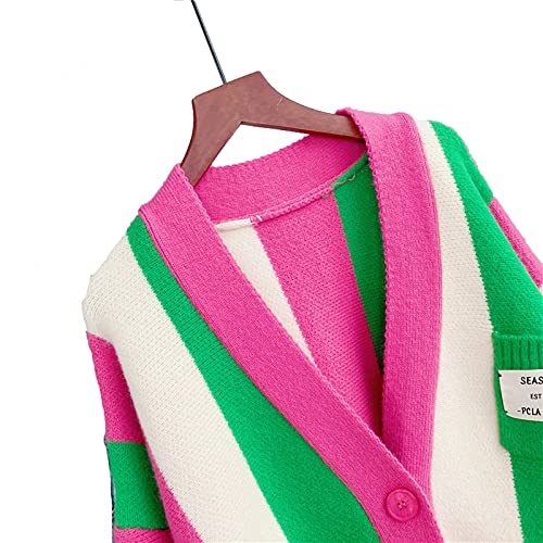 Jascls Winter Fall Long Sleeve Cable Knitted Striped Cardigans Open Front Chunky Sweater Outwear Cardigans With Pocket For Women #TOP4