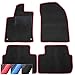 Produktbild moto-MOLTICO Fußmatten Auto Velours Autoteppiche Schwarz Automatten Set 4-teilig passend für Peugeot 207 CC ab 2007 (Rote - Ziernähte)