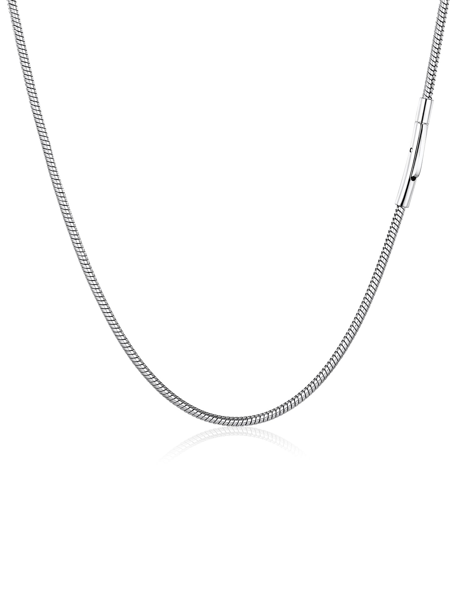Snake Chain Necklace with Sturdy Clasp, 2MM Thin Chain for Adding a Pendant, Mens Jewellery, 316L Stainless Steel Silver/Gold Plated/Black (With Gift Box)