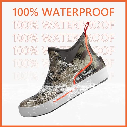 BASSDASH Men’s 4.5" Waterproof Fishing Deck Boots Anti-Slip Rubber Ankle Boots Rain Shoes for Boating Gardening Working2