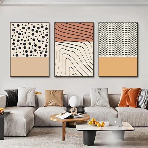 Toile art abstrait style bohème triptyque de peinture murale de salon 40x60cm