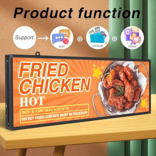 PH5 mm 39"x14" Wifi + USB Programmable Scrolling LED Sign Message Board Indoor Full Color can Edit Text Image Animation Display Electronic Rolling for Shop Window Business Advertising Signs - Thumbnail 4