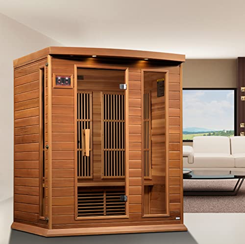 DYNAMIC SAUNAS Maxxus MX-K306-01 Elite 3-Person Near Zero EMF (Under 2 MG) FAR Infrared Sauna, (Canadian Clear Red Cedar) Curb Side Delivery