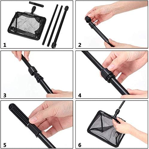 GIEMSON 6 in 1 Aquarium Fish Tank Cleaning Tools Functional Long Handle Clean Brush for Fish Tank Cleaning