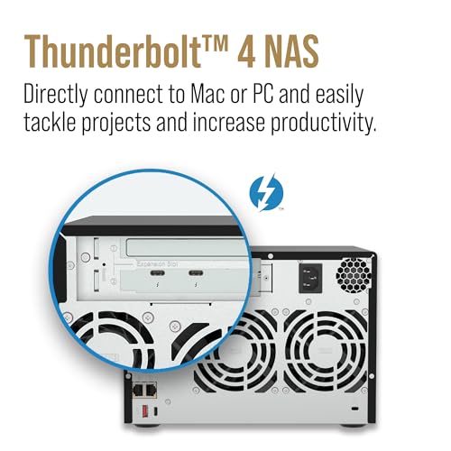 Image of QNAP TVS-h674T-i5-32G-US 6 Bay High-Speed Desktop NAS with Intel 12th Gen Core i5 6-core CPU, 32GB DDR4 Memory, Thunderbolt 4 and 2.5GbE connectivity (Diskless)