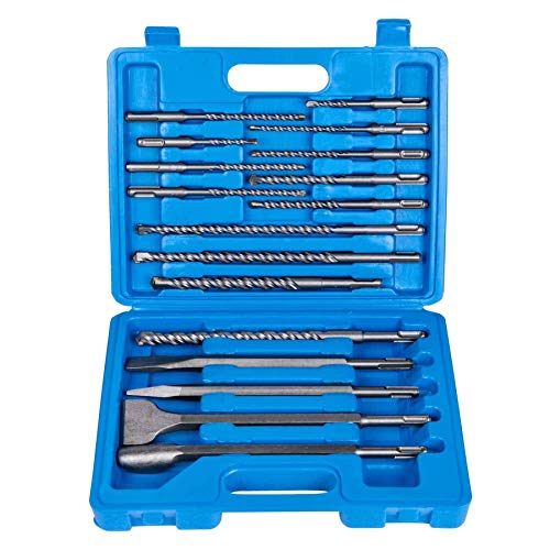 Rotary Hammer Drill Bits Set Sds Plus Bits Set Masonry Chisel Set 17Pcs Drills For Impact Rotary Hammer Carbide-Tipped 4 Flutes Drill Bit For Bricks, Blocks, Stone With Storage Case #TOP7