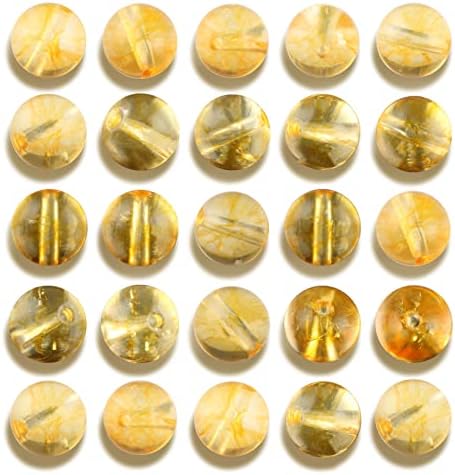 NITOPUPU 100Pcs 10mm Natural Smooth Citrine Beads Round Loose Gemstone Stone Beads for Jewerly Making with Crystal Stretch Cord