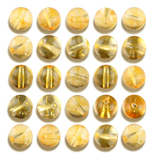Nitopupu 100Pcs 10Mm Natural Smooth Citrine Beads Round Loose Gemstone Stone Beads For Jewerly Making With Crystal Stretch Cord #TOP5