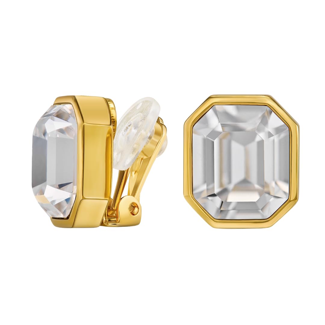 Traveller Ohrclip - Damen - 22kt Vergoldet - Kristall - 12x10 mm - Rechteck - 14x12mm - 157784