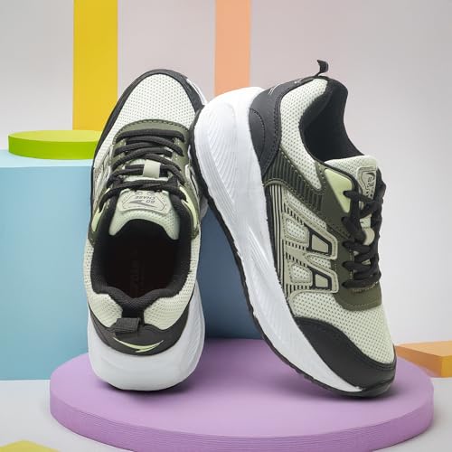 Image of ASIAN Adventure-56 Kids Running Shoes | Stylish Sports Sneakers with Memory Foam, Breathable Mesh Shoes | Anti-Slip Grip Sole for Daily Use, School & Travel(BLKOLIVPIS)-UK 2