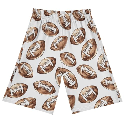 ALAZA Brown American Football Ball Retro Pajama Shorts Sleep Shorts Pant Lounge Pajama Bottoms Elastic Waist with Pockets