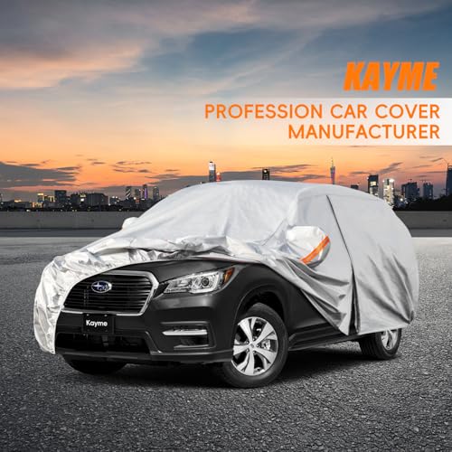 Image of Kayme 6 Layers SUV Car Cover Custom Fit for Subaru Ascent(2018-2025) Waterproof All Weather for Automobiles, Outdoor Full Cover Rain Sun UV Protection.Silver