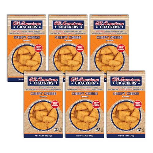 All-American Snack Crackers, Crispy Cheese, 4 Ounce (Pack of 6), Made with Real Parmesan and Cheddar Cheese, Non-GMO, Kosher
