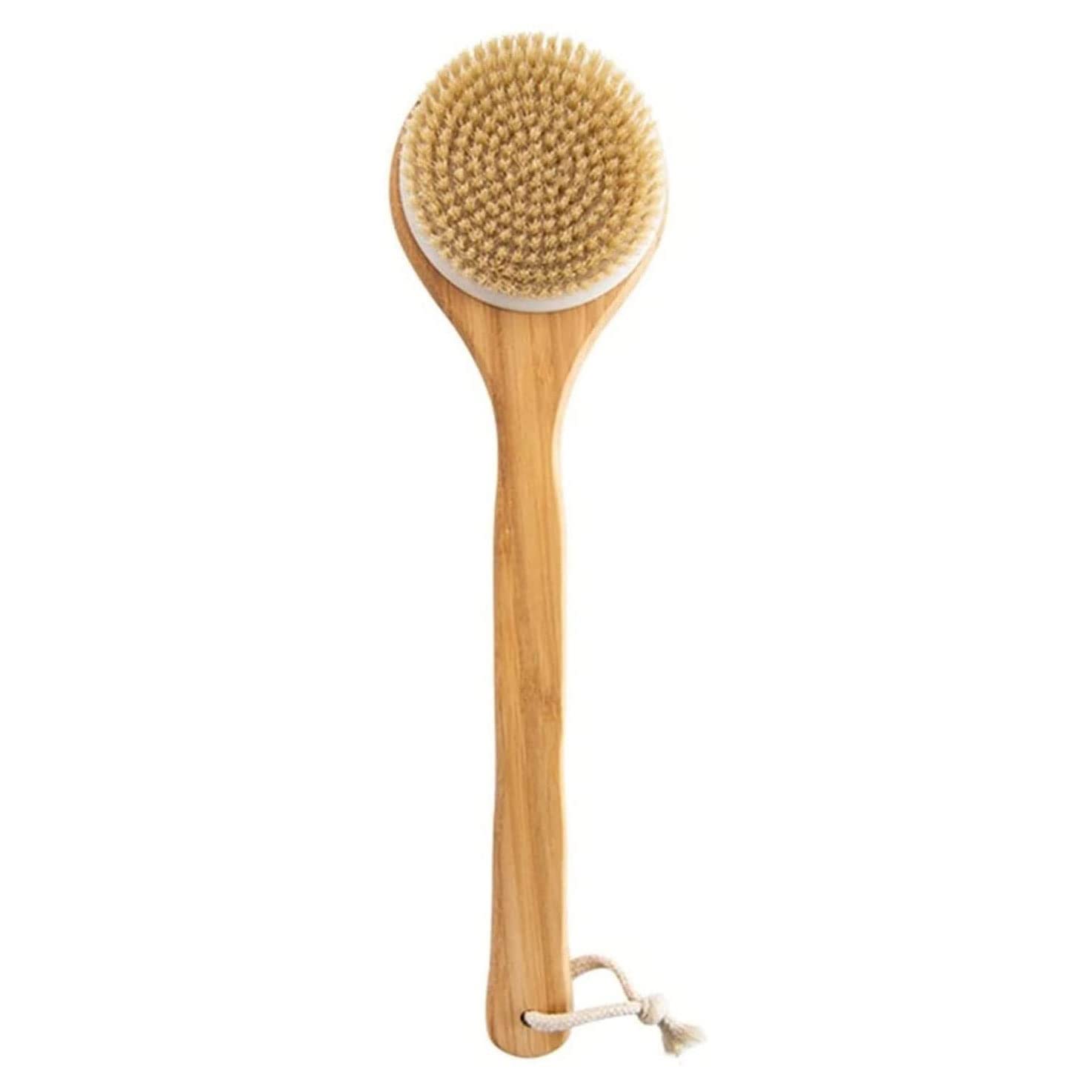 Duschbürste, Natürliche Borstenbadenbürste Lange Griff Holz Borsten Weiche Haare reiben Dusche Pinsel entfernen Die Geile Massagebürste