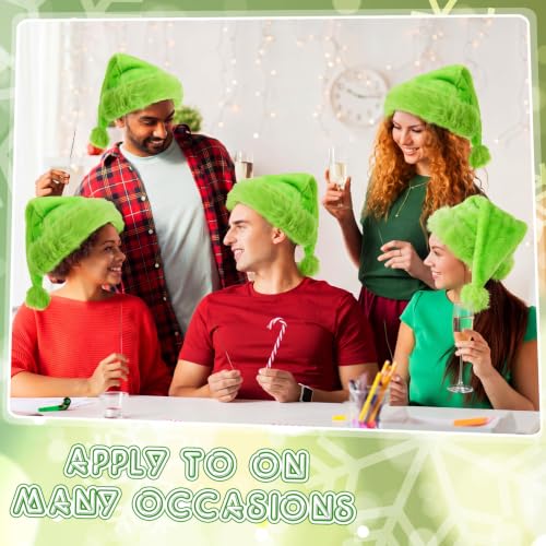 Image of Vicenpal 20 Pcs Santa Hats Bulk for Adults, Fluorescent Green, Classic
