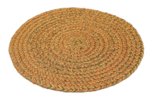 Image of THE HOME TALK Jute Braided Placemats|Side Table Mats|Best for Bed-Side Table,Center Table,Dining Table,Shelves|Home Decorators|Farm Mats (Gold, 33 cm Round, Set of 6)