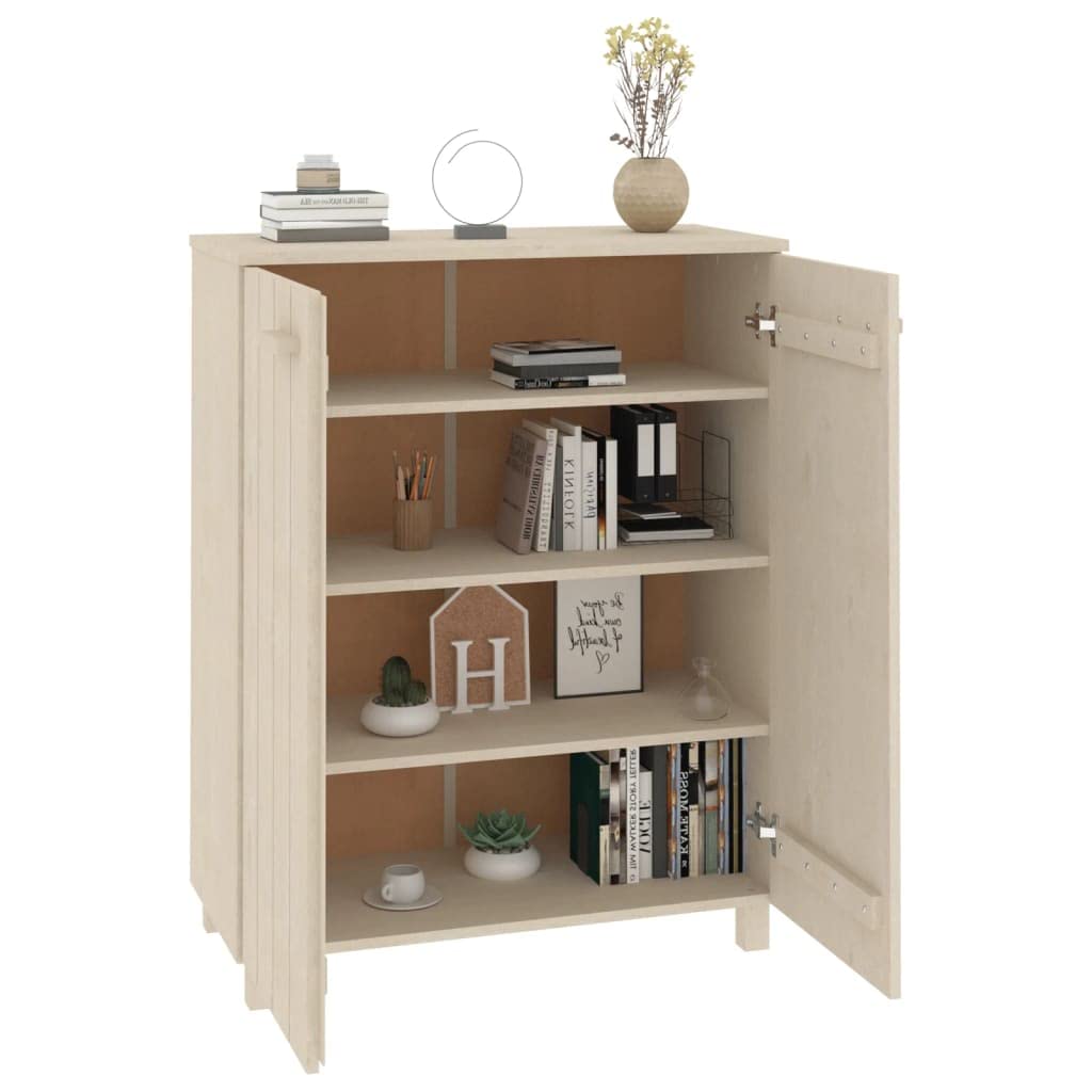 Szafka na buty Hamar miodowo-brązowa 85 x 40 x 108 cm, lite drewno sosnowe, 3 półki, wytrzymały organizer na buty przy wejściu, wysokie rozwiązanie do przechowywania