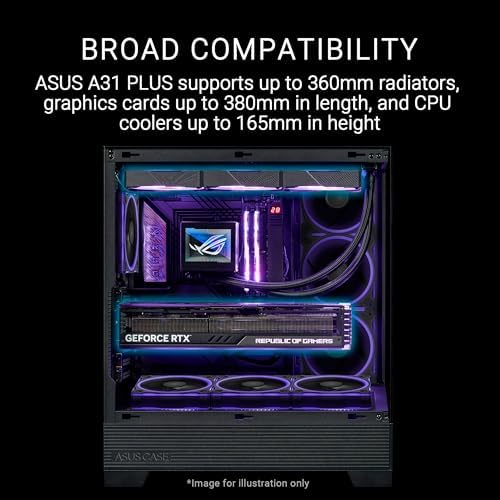 ASUS A31 PLUS M-ATX KASA, GİZLİ KONNEKTÖR DESTEKLİ, 360 MM RADYATÖR VE 380 MM EKRAN KARTI UYUMLU, 4 ARGB FANLI KASA - Görsel 5