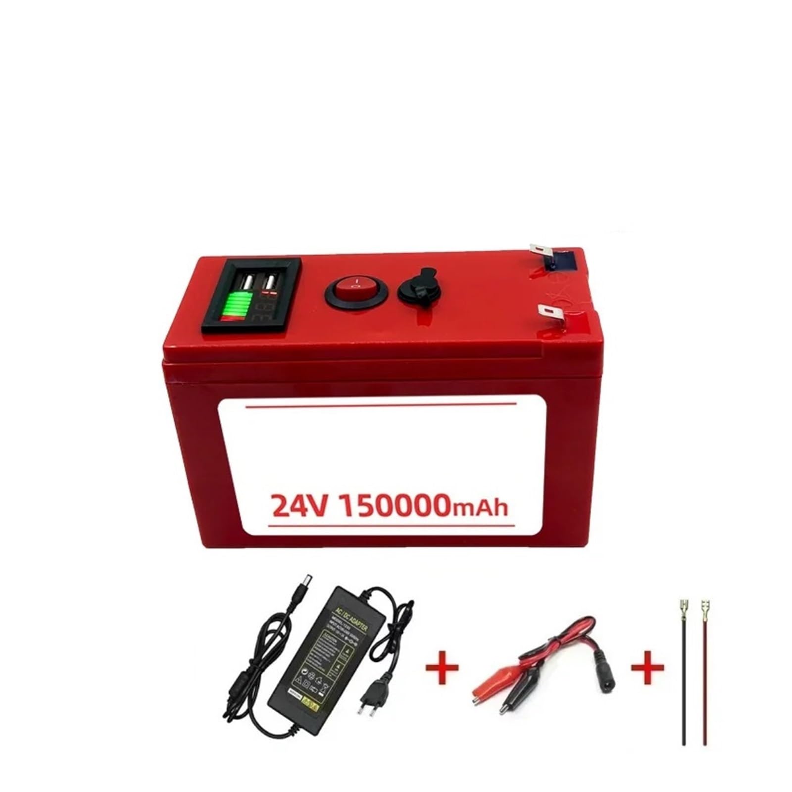 Batería De Litio LiFePO4 24V 150Ah Batería Portátil Recargable | Batería Puerto de visualización de alimentación incorporado Carga(50000mAh)