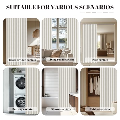 Image of AJAZZ Blackout Door Curtains with Curtain Rods 28-39 in Length Magnetic Door Curtain Blackout Curtains for Bedroom, Doorway Curtain Sets (1 Panel, 44 W x 78 L, Cream White)