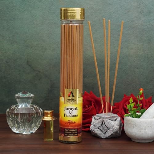 Image of The Aroma Factory 3 in 1 & Attar Jannat Ul Firdaus Luxury Perfume Agarbatti - Pack of 2 x 100 (Made Without Using Charcoal)