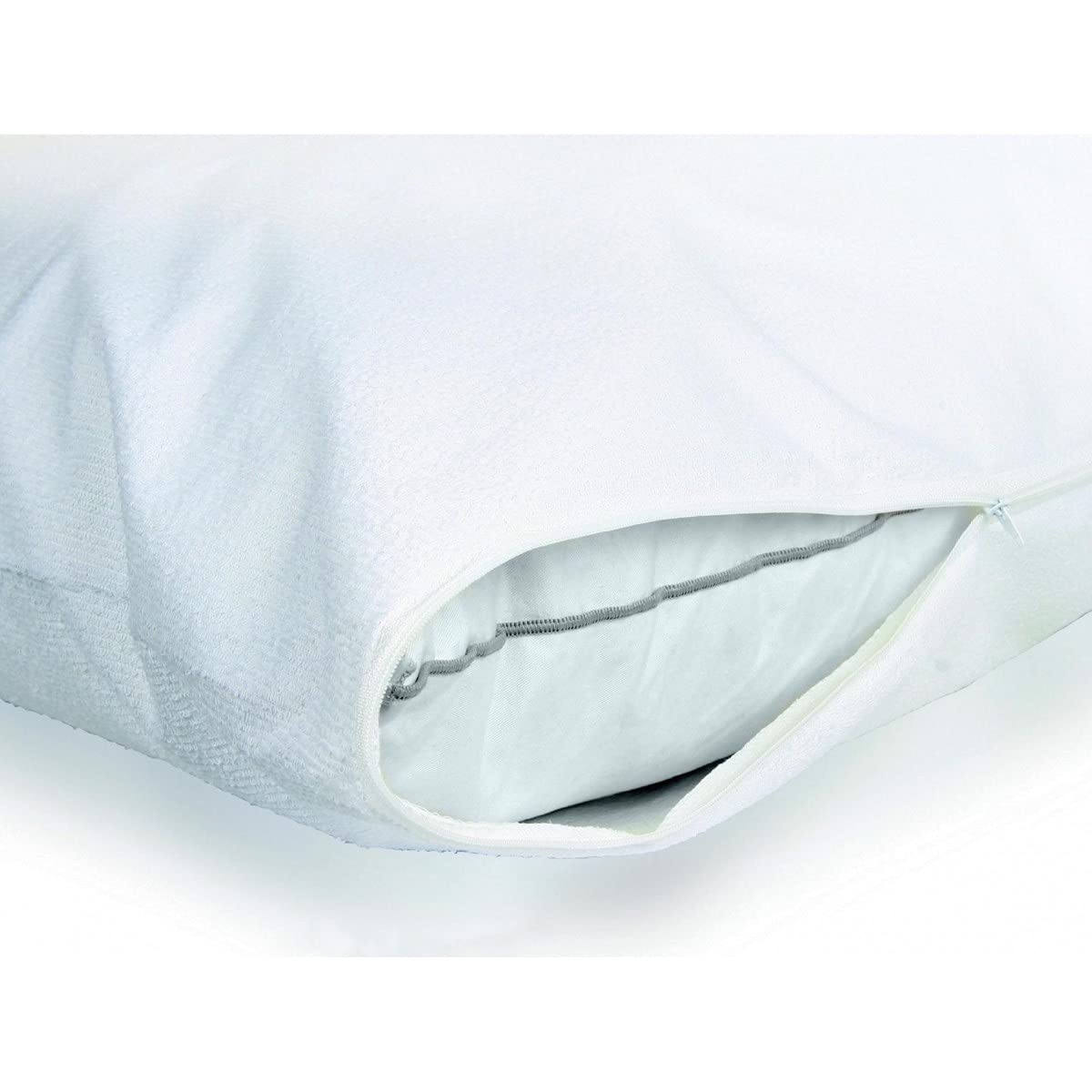 Housse Protège-oreiller Molleton Blanc 50x70cm - Respirante, Anti-acariens Et Lavable Machine