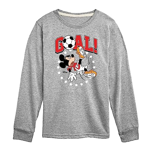 Disney Characters - Mickey & Friends - Goal - Mickey Plays Soccer - Toddler and Youth Long Sleeve Graphic T-Shirt