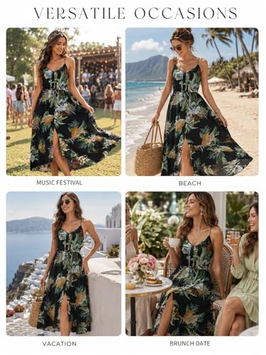 Image of BROVAVE Women's 2026 Summer Casual Boho Sundress Spaghetti Strap Midi Dress