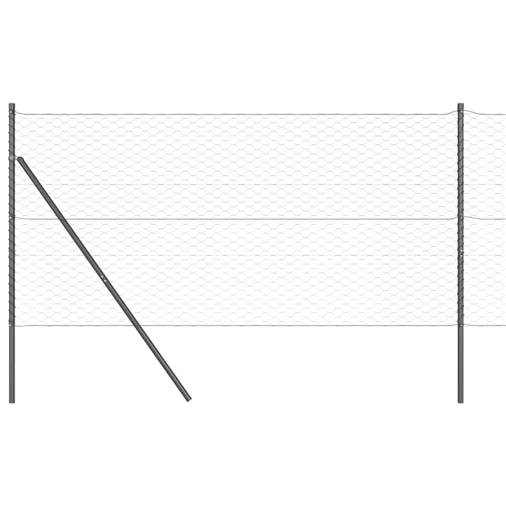 Geschweißter Drahtzaun Zaunelement 25 x 1 m mit Pfosten Set aus PVC-beschichtetem Stahl für Garten Terrasse Balkon, Maschendraht Gittermatte wetterfest und korrosionsbeständig