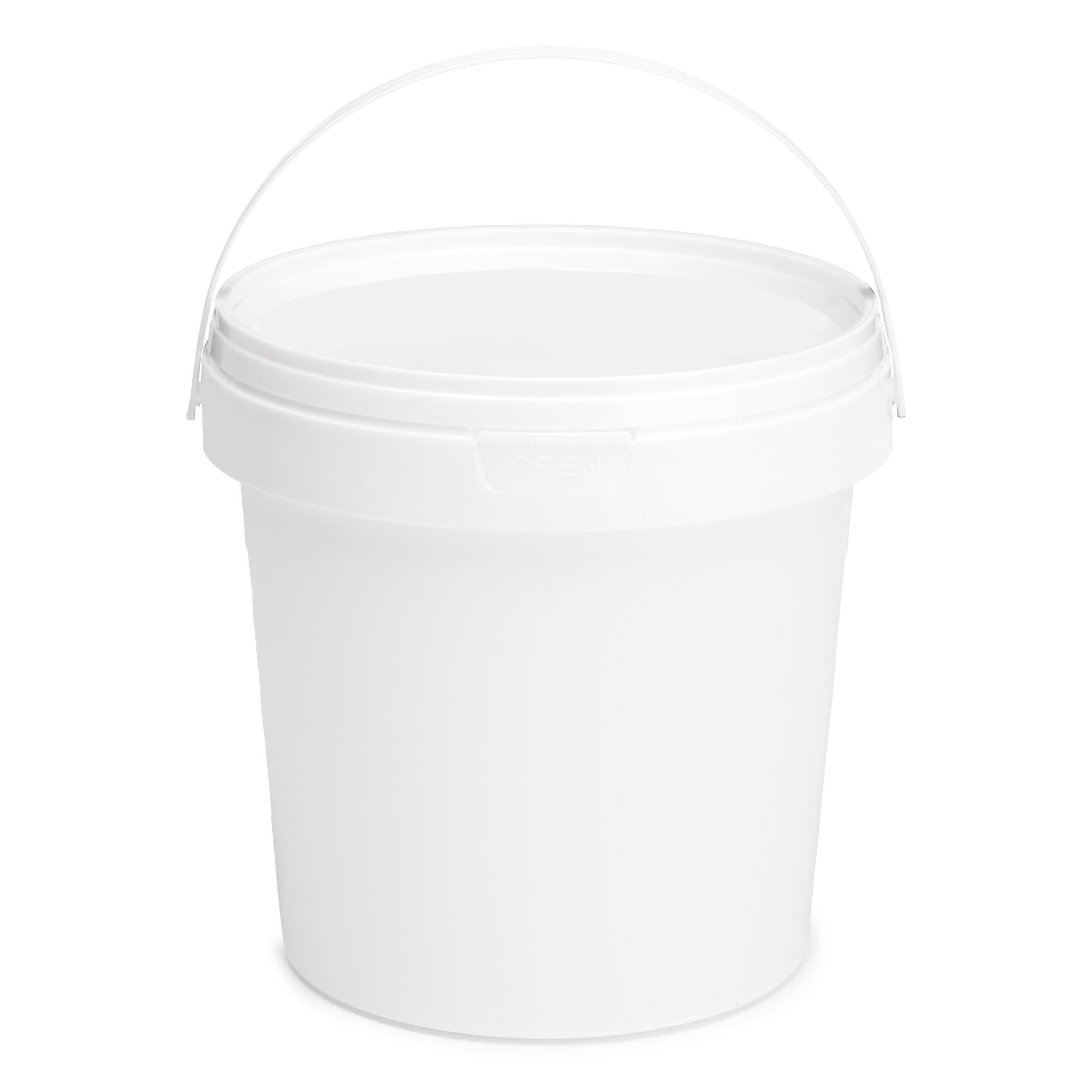 Garronda Secchio di plastica con Coperchio 1 L per la conservazione di Prodotti Alimentari e chimici Contenitore Plastica con Coperchio GD-0112 Bianco 100 Pezzi