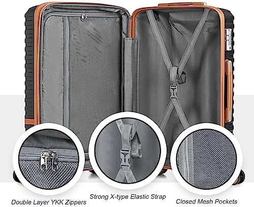 Joyway Luggage Set 3 Piece Suitcase Sets, Expandable Carry on Luggage with Spinner Wheel, Hard Shell Luggage Set with TSA Lock, Black brown, 4 piece set (13/20inch), Hardside Expandable Travel Laggage 5