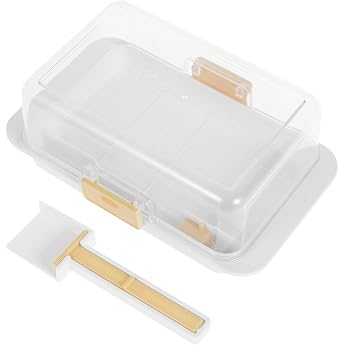 Butter Dish with Lid Butter Dish Reusable Butter Container Dishwasher Safe Environmentally Friendly Transparent for Worktop and Fridge Door Shelf White