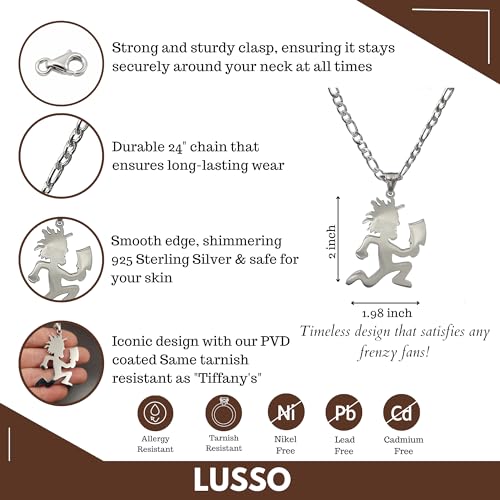Jugallo Hatchetman Necklace Hatchetman Pendant Charm High Polished Choose Chain Insane Clown icp necklace hatchetman juggalo jewelry for Women and Men,clown pose merch4