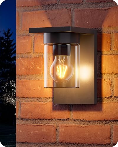 EDISHINE Wandleuchte Außen, Wandlampe mit Klarglas, IP44 wasserdicht, E27 max. 15W, Moderne Außenleuchte für Hauswand Garage Vordach (ohne...