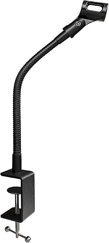 Miniatura 7 de Soporte de micrófono flexible de cuello de cisne de 24 pulgadas con abrazadera de escritorio resistente para podcast, reuniones, conferencias,
