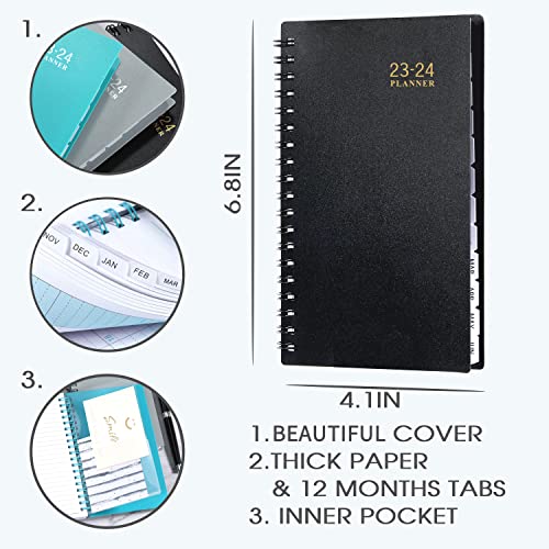 2023-2024 Pocket Planner/Calendar - Weekly & Monthly Pocket Planner, July 2023 - June 2024, 6.8" X 4.3", Strong Twin - Wire Binding, Plastic Cover #TOP5