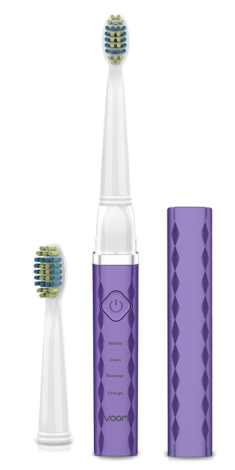 Voom Sonic Pro 3 Spazzolino elettrico ricaricabile con setole morbide in nylon Dupont consigliato dal dentista per l'igiene orale portatile, timer di 2 minuti, 3 velocità regolabili, design leggero