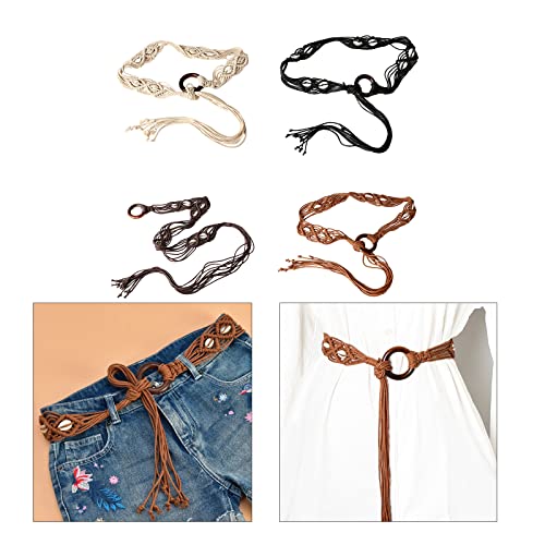 Handmade Weaving Waist Rope For Women Ladies Dress Waist Belt With Bohemian Beads Decors Fashion Female Waist Rope Weaving Wa3