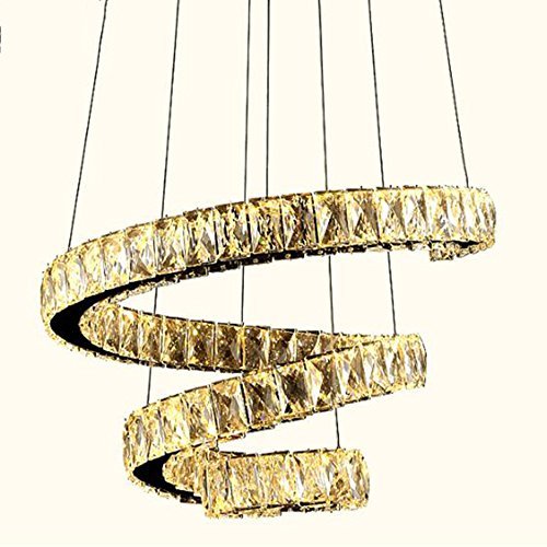Lustre led suspension cristal 50cm luminaire design créateur pour grand salon de villa