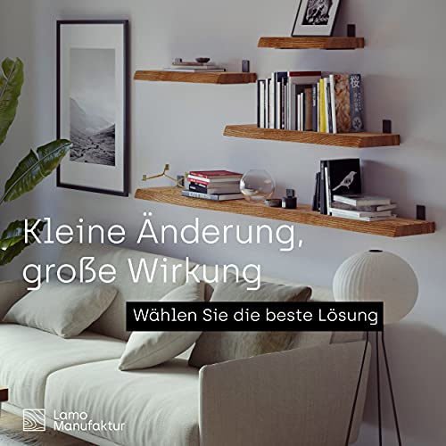 LAMO Manufaktur houten wandplank met natuurlijke rand, Basic wandplank, Rustiek / Zwart 50cm, LW-01-A-003-50LS - Image 3