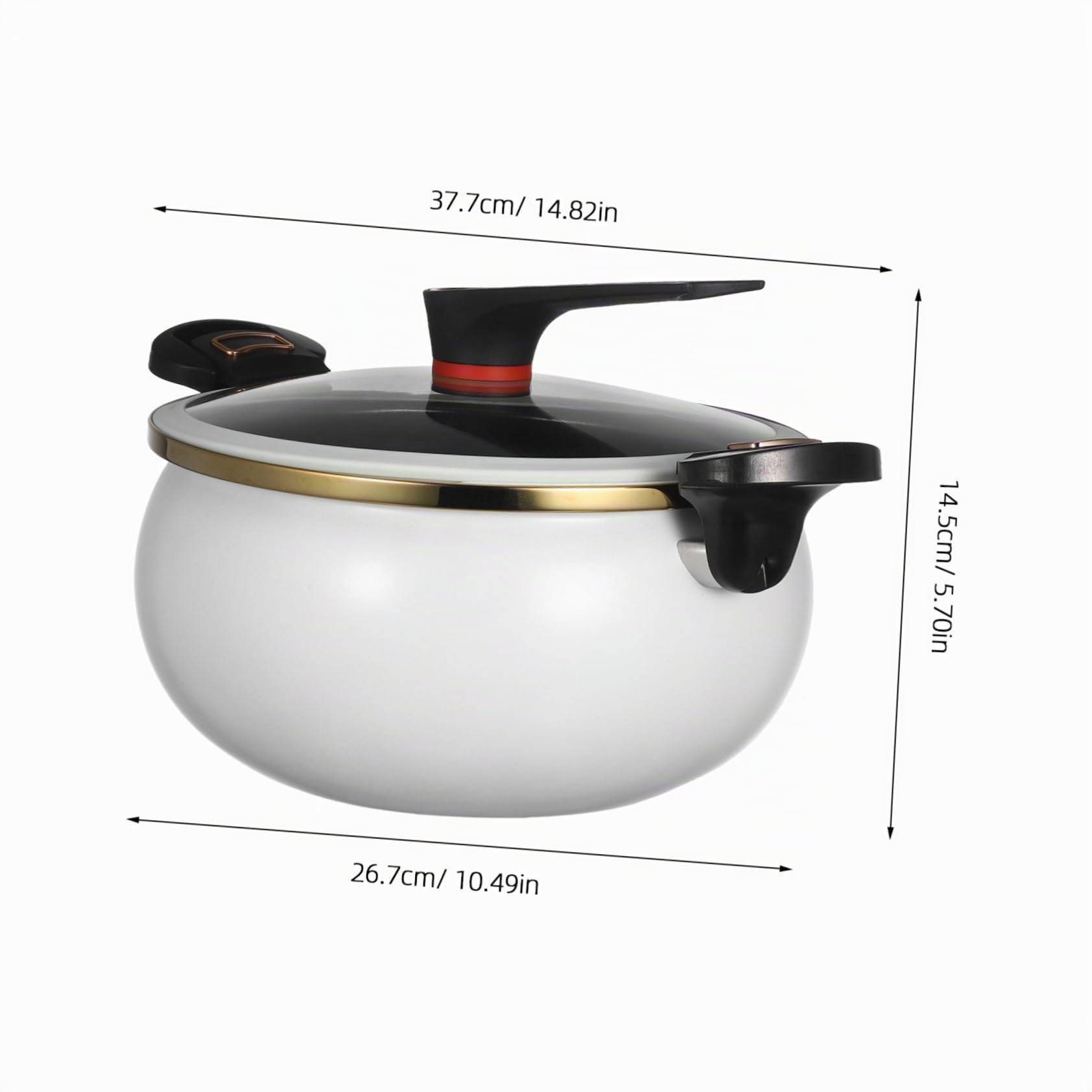 STOBAZA Casserole Céramique Émaillée avec Couvercle Micro-pression Capacité pour Mijoter Bouillir et Cuire à Feu Doux Poignée Anti-brûlure pour Soupe Ragoût et Pâtes