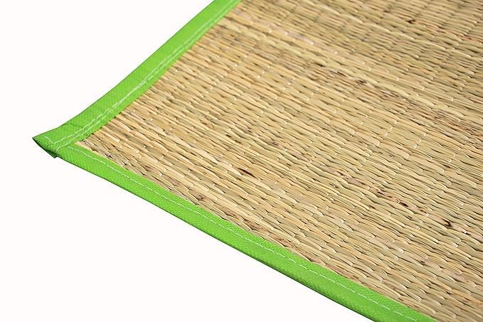Image of CRAFT OF INDIA Handmade Korai Pai Kusha Grass Pooja Aasan Sitting Floor Mats (Green (1.5X2 ft (4pcs Combo))