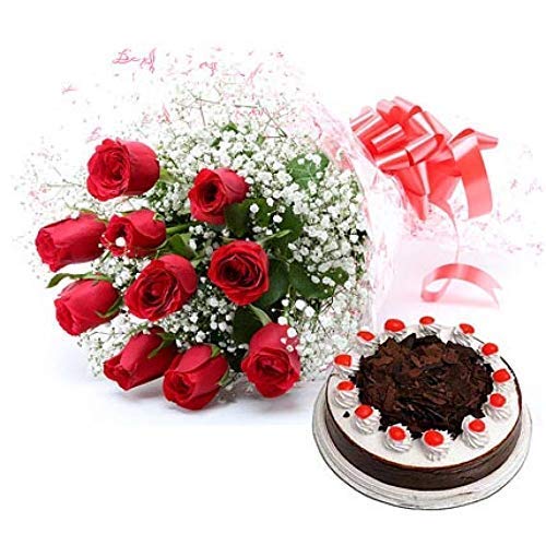 Bigwishbox Best Cake Combo Blackforest Cake 500 Grams and Bouquet of 10 Red Roses (B08QVNSWJX) Amazon Price History, Amazon Price Tracker
