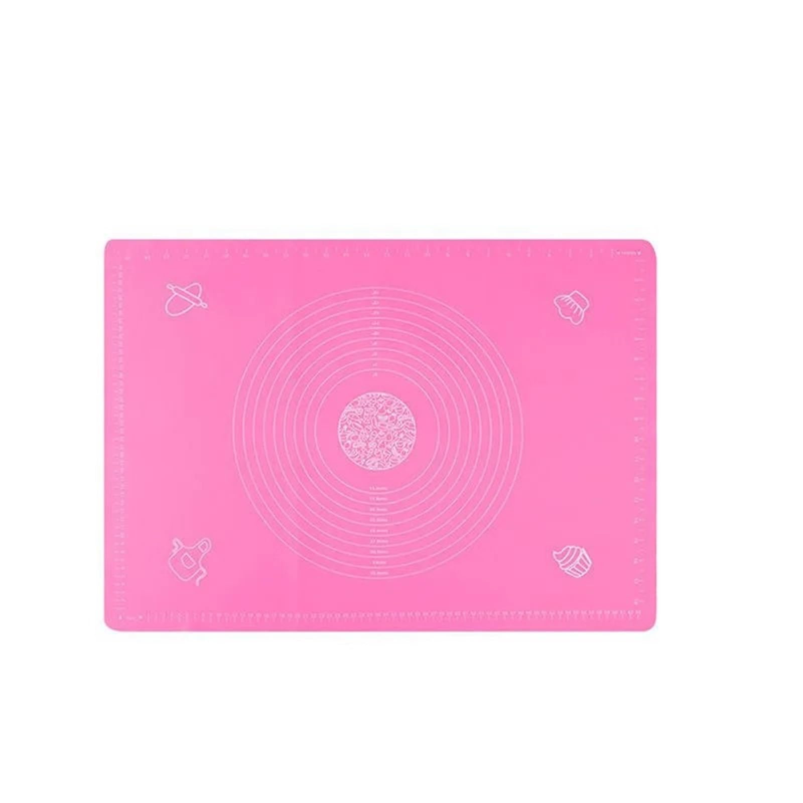 Silikonmatte for Teig, Gebäck und Gebäckzubehör, Backzubehör, Muster, Nudelholz, Kochutensilien, Grillkuchen, antihaftbeschichtet Für Teig(Pink 70cm)