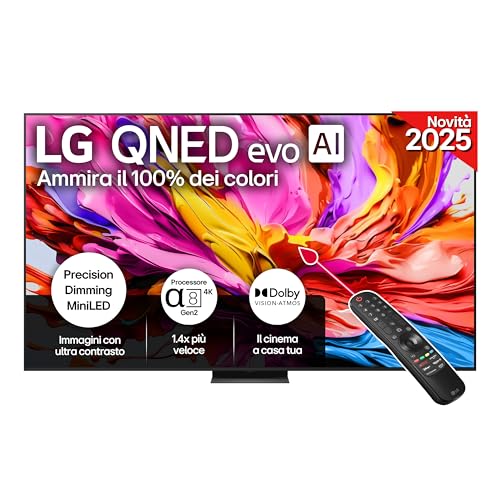 LG QNED evo AI QNED86 TV 100 pollici, Smart TV 4K, Processore α8 Gen2, Precision Dimming con MiniLED, webOS con AI, Dolby Vision & Atmos, Gaming con VRR e FreeSync 4K@144Hz, 100QNED86A6 2025