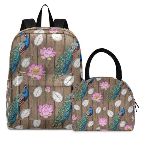 Mochilas escolares impermeables con diseño pavo real resistente al agua y desgaste